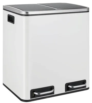 Produktbild von Zweikammer-Abfallbehälter B0FM46TRDR, 2 x 15 l, Metall, weiß