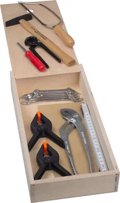 Produktbild von Werkzeug-Set, 16-teilig, in praktischer Holzbox, ideal im Hobbybereich oder für den Modellbau,  Germany