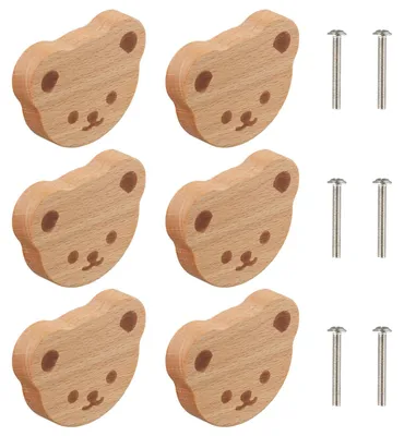 Imagen del producto de Juego de 6 pomos de madera para muebles