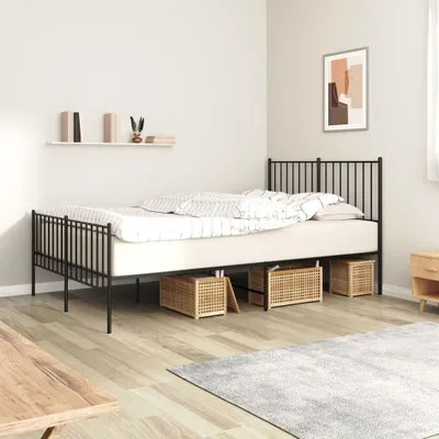 Produktbild von Möbel Bettgestell mit Kopf- und Fußteil Metall Schwarz 120x200 cm - Klassische Betten 350880