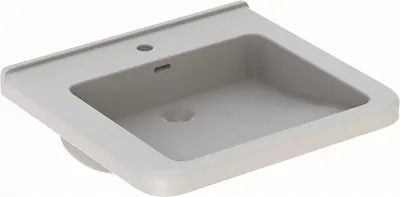 Produktbild von Geberit Waschtisch Square RENOVA COMFORT barrierefrei, mit Hahnloch, mit Überlauf 600 x 550 mm weiß