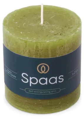 Obrázek produktu pro Spaas Rustikalní svíčka ve tvaru kůrníku, 70/70 mm, 25 kusů - olivově zelená