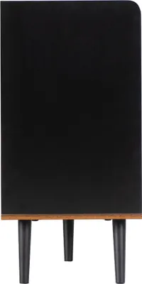 Immagine prodotto di okwish 117,5 cm Mobile da cucina in legno nero con ripiani portaoggetti, armadio a muro con tre cassetti e ante scorrevoli a righe, credenza per soggiorno