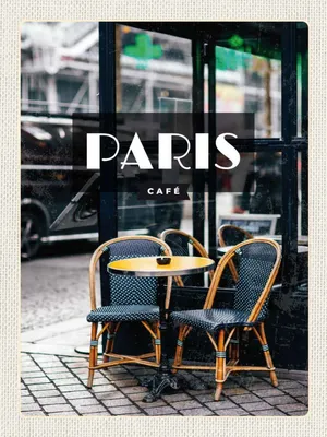 Produktbild von vianmo Holzschild 40x30 cm Paris Cafe RetroPoster Bildmotiv Reisemotiv Straße Stadt