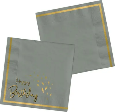 Produktbild von 20 Servietten Happy Birthday Golden Dawn