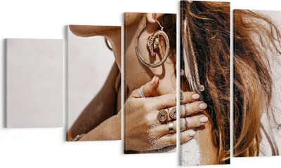 Produktbild von Bild auf Leinwand - Leinwandbild - 5 Teile - Sand Frau Schmuck - 100x60cm - Wand Bild - Wanddeko - Wandbilder - Leinwanddruck - Bilder - Wanddekoration - Leinwand bilder - Wandbild - EG100x60-4802