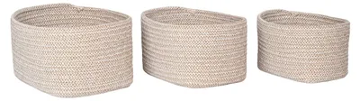 Image de Set 3 cestini en coton intrecciato Cadima — beige nordique