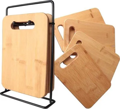Productafbeelding van Famanu snijplankenset met houder - Modern design - 4-delig