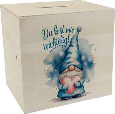 Produktbild von Du bist mir wichtelig! Wichtel Spardose aus Holz