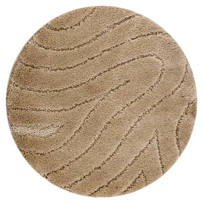 Produktbild von Badteppich SUPREME Kreis WAVES, Wellen, rutschfest, weich – beige beige rund 100 cm