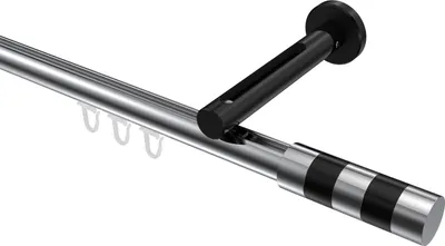 Produktbild von Interdeco Innenlaufstange / Gardinenstange mit Innenlauf Chrom / Schwarz, Typ Siteno Mavell (Zylinder Bicolor), 20 mm Ø 1-läufig, 600 cm