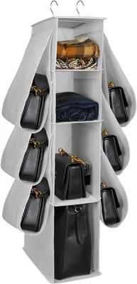Handtaschen-Organizer, 10 Fächer, hängend, grau