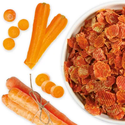Produktbild von 350g - Schecker Hundefutter - Karotten Flakes - incl. Aromadose - veggi - BARF Ergänzung