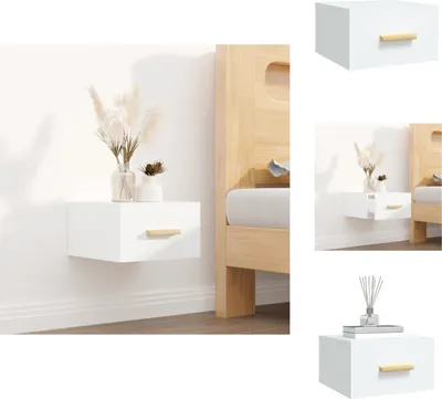 Image de vidaXL Table de nuit murale blanc 35x35x20 cm - Tables de nuit