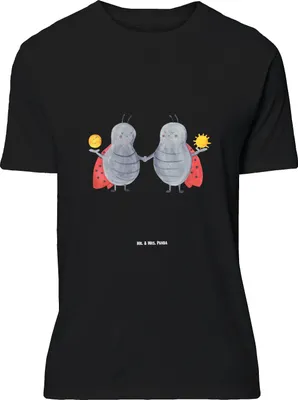 Produktbild von Mr. & Mrs. Panda Größe XL T-Shirt Sternzeichen Zwilling - Schwarz - Geschenk, Tshirt, Zwillinge, mit Spruch, Zwillingsschwester, Shirt, Marienkäfer, Glückskäfer