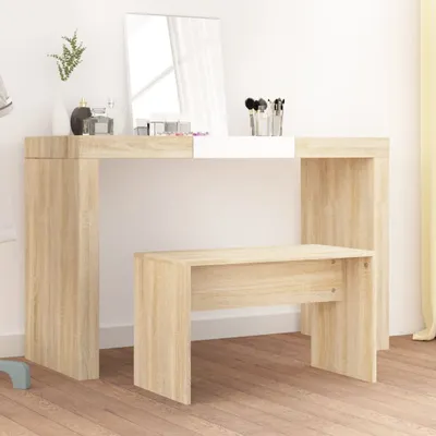 Produktbild von The Living Store Schminkhocker Sonoma-Eiche 70x35x45 cm Holzwerkstoff