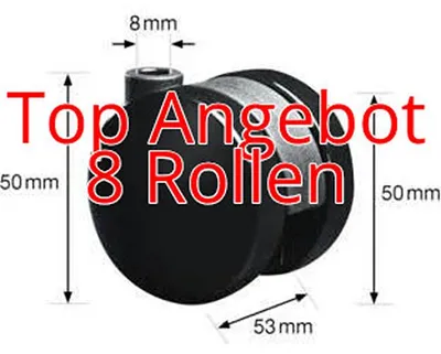 Produktbild von 8x Wagner design Doppelrolle 50 mm Stuhlrolle 8 mm