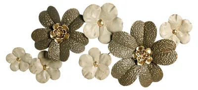 Produktbild von Wanddekoration Blumen Metall beige/taupe einteilig handgefertigt modern