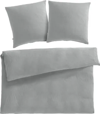 Produktbild von Pure Label Musselin Bettwäsche 200x200 cm mit Kissenbezug 2er Set 80x80 cm aus 100% Baumwolle - Traumhaft weiche, kuschelige Bettwäsche-Sets in grau