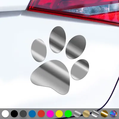 Produktbild von PantherPixel Hundepfoten Aufkleber Katzen Tiere Welpen Tatzen Sticker Auto Geschenkidee Farbe Chrom-Silber