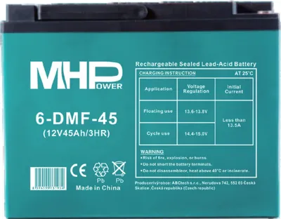 Obrázok produktu pre MHPower 6-DMF-45 Traction gélová batéria 12 V/45 Ah, terminál D3 – M6, hlboký cyklus