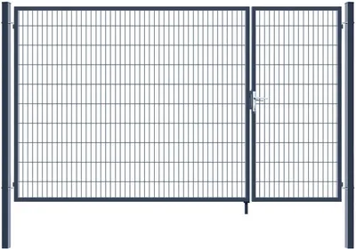 Produktbild von HOME DELUXE - Doppelflügel Gartentor ADITUS - Anthrazit, 200 x 350 cm - inkl. Griff, Schloss, Schlüsseln und Bodenverriegelung I Gartenpforte Einfahrtstor Hoftür