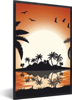 Produktbild von MuchoWow® MuchoWow® Gerahmtes Poster Sonne - Insel - Meer 40x60 cm - Poster mit zchwarzem Bilderrahmen - Papierdruck - Wandbilder