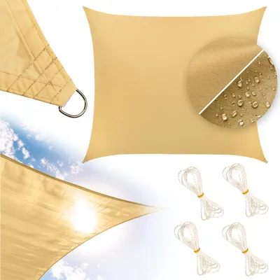 Image de Voile d'ombrage Luverno® 4 x 3 m avec protection UV - cordes de fixation et sac inclus - imperméable - rectangulaire - voile de protection solaire