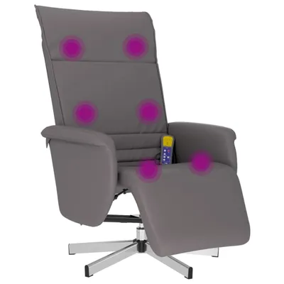 Produktbild von vidaXL Massagesessel mit Fußteil Grau Kunstleder