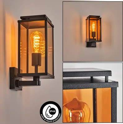 Produktbild von Castelbuono Außenleuchte aus Metall/Glas in Schwarz/Bernsteinfarben