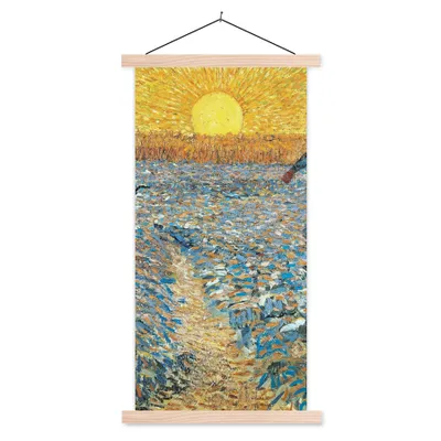 Produktbild von MuchoWow® Textilposter Der Sämann - Vincent van Gogh 40x80 cm mit holzfarbenen Rahmen - Wohnzimmer