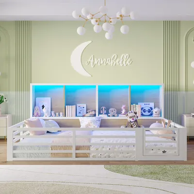 Immagine prodotto di okwish Letto per bambini 140×200, letto con barriera, letto basso con contenitore laterale, letto per ragazzi senza materasso con doghe e ringhiera, bianco