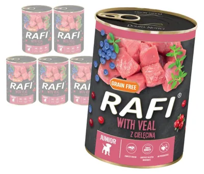 Zdjęcie produktu dla Rafi 6x400g Bezzbożowa Mokra Karma Dla Szczeniąt z Cielęciną