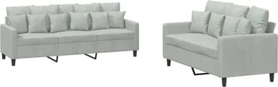 Image de vidaXL Ensemble de canapés 2 pièces avec coussins gris clair velours