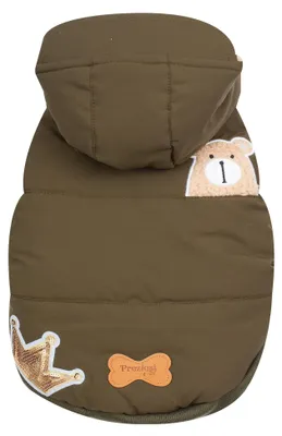 Hundejacke, gefüttert, 25 cm, mit Kapuze und Leinenloch