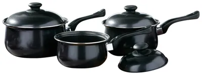 Bauchtopf-Set 3-teilig, antihaftbeschichtet, schwarz, 1,2/1,6/2 l