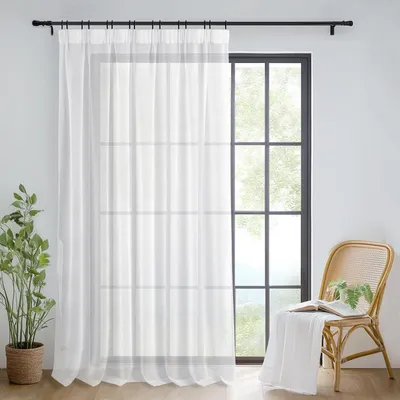 Zdjęcie produktu dla Zasłona 245 x 300 cm, biała, taśma marszcząca, półprzezroczysta, do salonu
