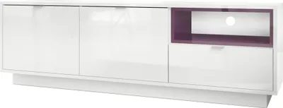 Produktbild von Vladon TV Board Lowboard Metro,  Germany, Korpus in Weiß Hochglanz / Fronten in Weiß Hochglanz mit Einsatz in Brombeer Hochglanz