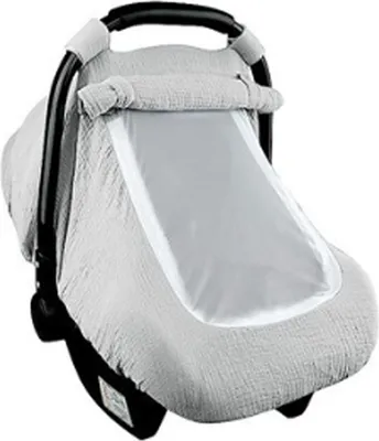 Produktbild von Baby-Autositzbezug, Sonnenschutz, Kinderwagen-Baldachin, atmungsaktiv, winddicht, Babyschale mit Fenster für Jungen und Mädchen, Grau