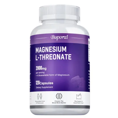 Immagine prodotto di L-treonato di magnesio (120 capsule) Integratore alimentare, cervello, sistema nervoso, sonno, ossa, stress, recupero