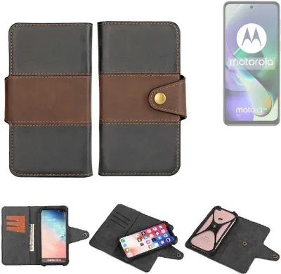 Produktbild von K-S-Trade Handyhülle Schutzhülle Hülle Bookstyle Wallet-Case kompatibel mit Motorola Moto G54 5G Bumper Rundumschutz schwarz-braun 1x