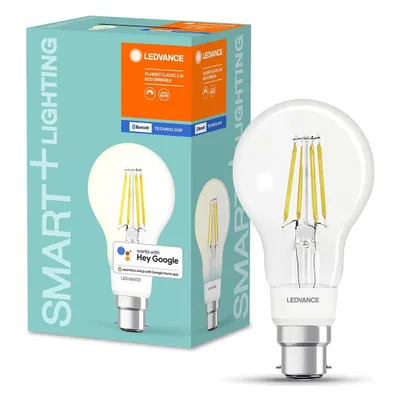 Produktbild von LEDVANCE Smart+ BT CLA60 60 6 W/2700 K B22 LED-Lampe, Birnenform, Sockel B22, 6 Watt, Warmweiß, 2700 K,  dimmbar, Amazon Alexa / Apple HomeKit / Google Home,6kWh/1000h
