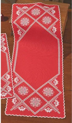 Produktbild von Permin Hardanger Tischläufer Stickpackung "Hardanger Schneeflocken", Zählmuster, 40x105cm, 75-7635
