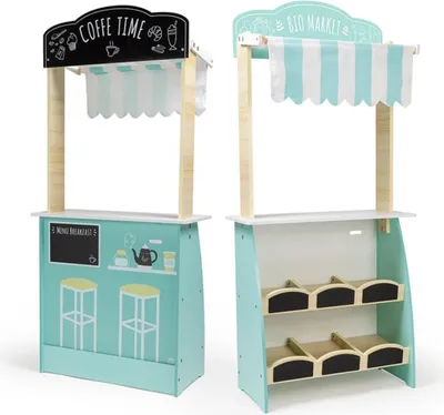 Image de Eurekakids Marché en bois et salon pour boire du café transparent transparent One Size