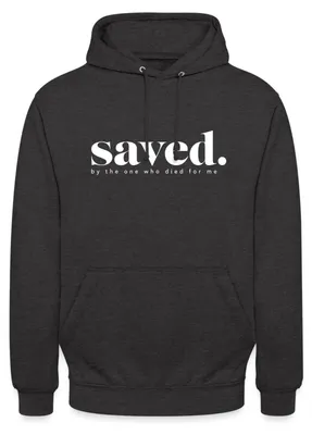 Produktbild von Spreadshirt Saved By Jesus Gott Religion Christus Christ Uni Hoodie, S, Anthrazit