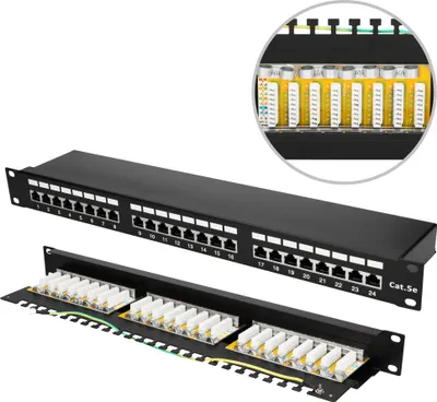 Produktbild von Extralink 19” patch panel Cat.5E STP CAT LAN patch panel sieciowy 24 porty czarny