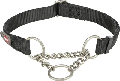 Image de Trixie PREMIUM Nylon Half Pull Collar - Noir Taille : S-M:30-40cm/15mm