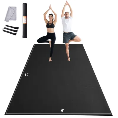 Produktbild von VEVOR Trainingsmatte, rutschfeste, hochdichte Premium-Yogamatte, Trainings-Yogamatte für Männer und Frauen, Fitness- und Trainingsmatte mit Tasche und Tragegurt, für alle Arten von Heim-Yoga, Pilates und Bodentraining (3,6 x 1,8 m)