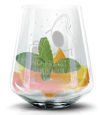 Produktbild von Mr. & Mrs. Panda Tumbler Avocado Tanzen - Transparent - Geschenk, Martini Glas, Party, Urlaub, Gute Laune, Trinkglas, Whiskyglas, Cocktailglas, Aperol, Musik, Singen