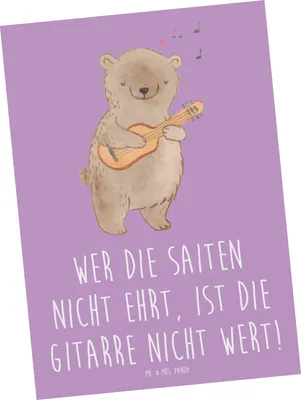 Produktbild von Mr. & Mrs. Panda Postkarte Gitarre Wert - Lavendeltraum - Geschenk, Grußkarte, Musik, Lernen, Instrument, Postkarten, Musiker, Liebe, Ansichtskarten, Akustik, Fotokarte